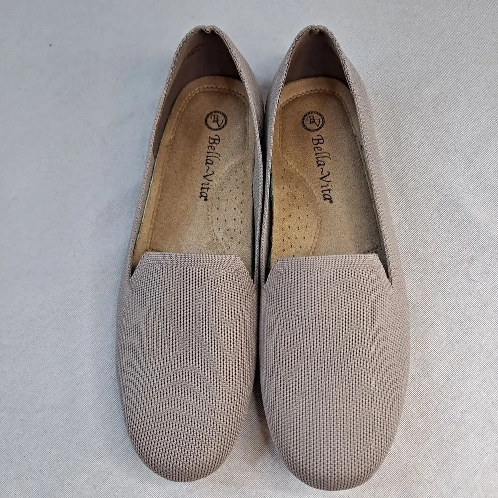 Bella Vita Hathaway Knit Slip On Flats Women's 7.5W Beige Comfort Cushioning